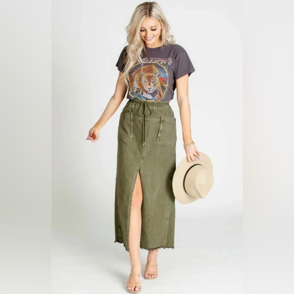 Free people woke up like this denim maxi skirt - Picture 1 of 3